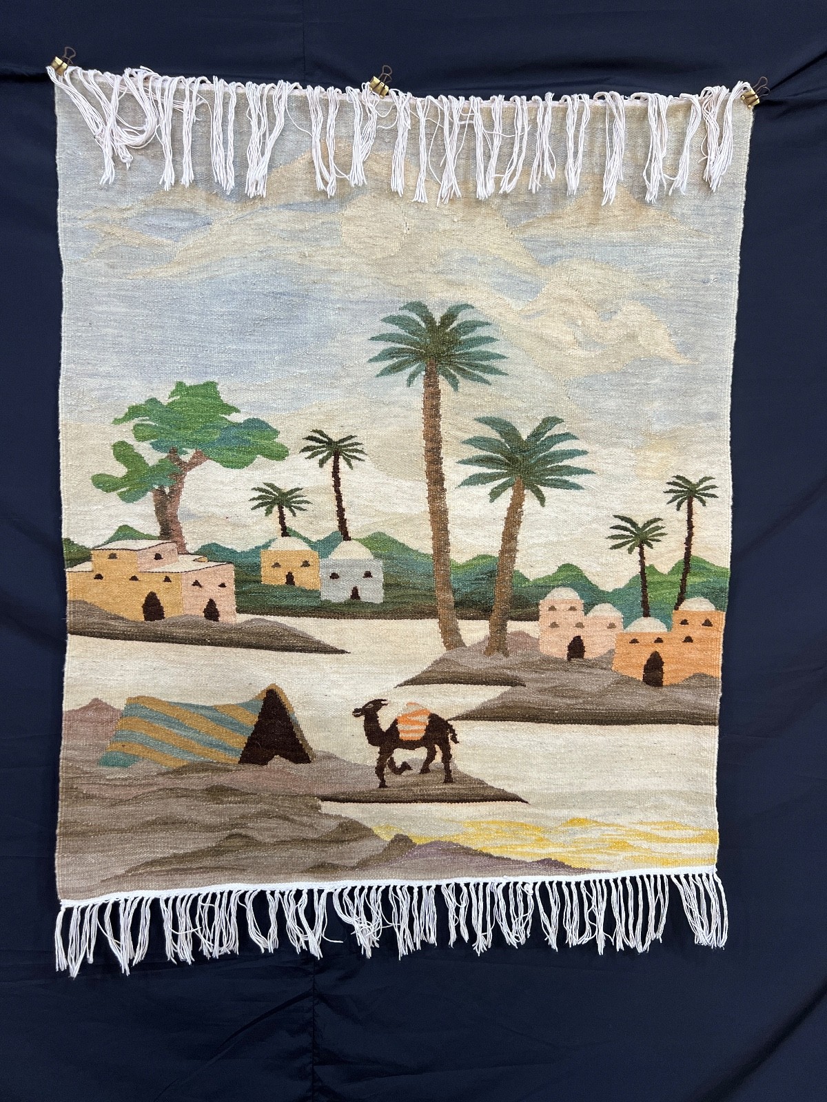 Vintage Tunisian Hand Woven Wool Rug Native Tribal Tapestry S108