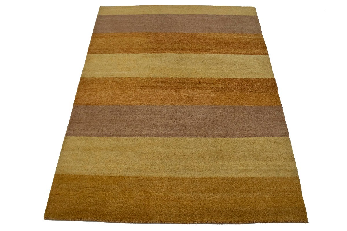 Tribal Modern Hand-Knotted Multicolor Striped Gabbeh Rug Kids Room Carpet 6X8 ft