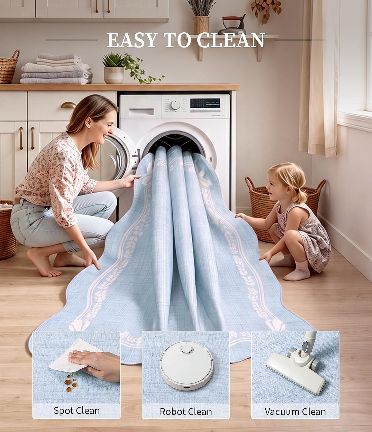8X10 Area Rug Light Blue Bow Living Room Rug,Girls Bedroom Rug | Cute Princess S
