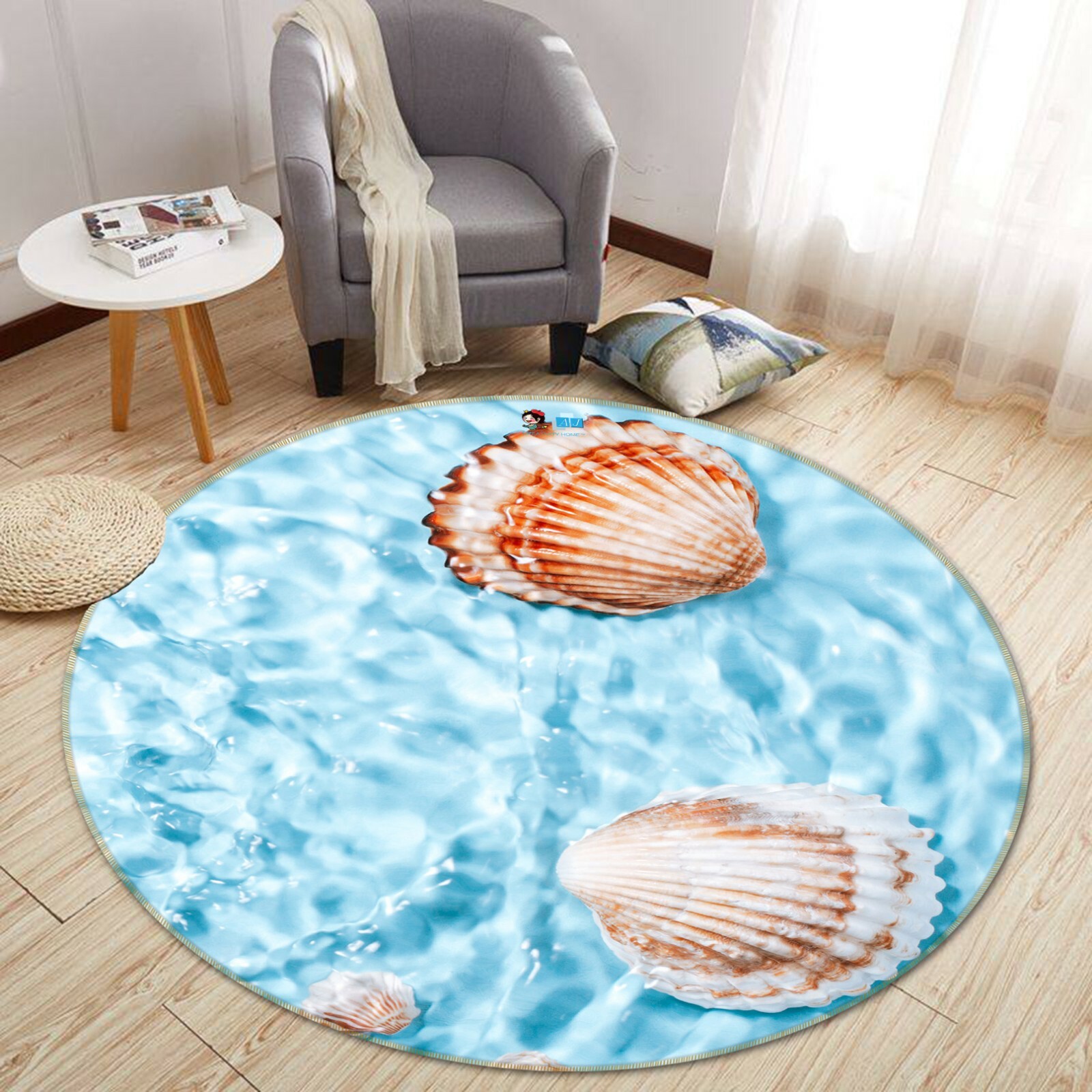 3D Seashells Sea ZHUA1986 Game Non Slip Rug Mat Photo Carpet Zoe