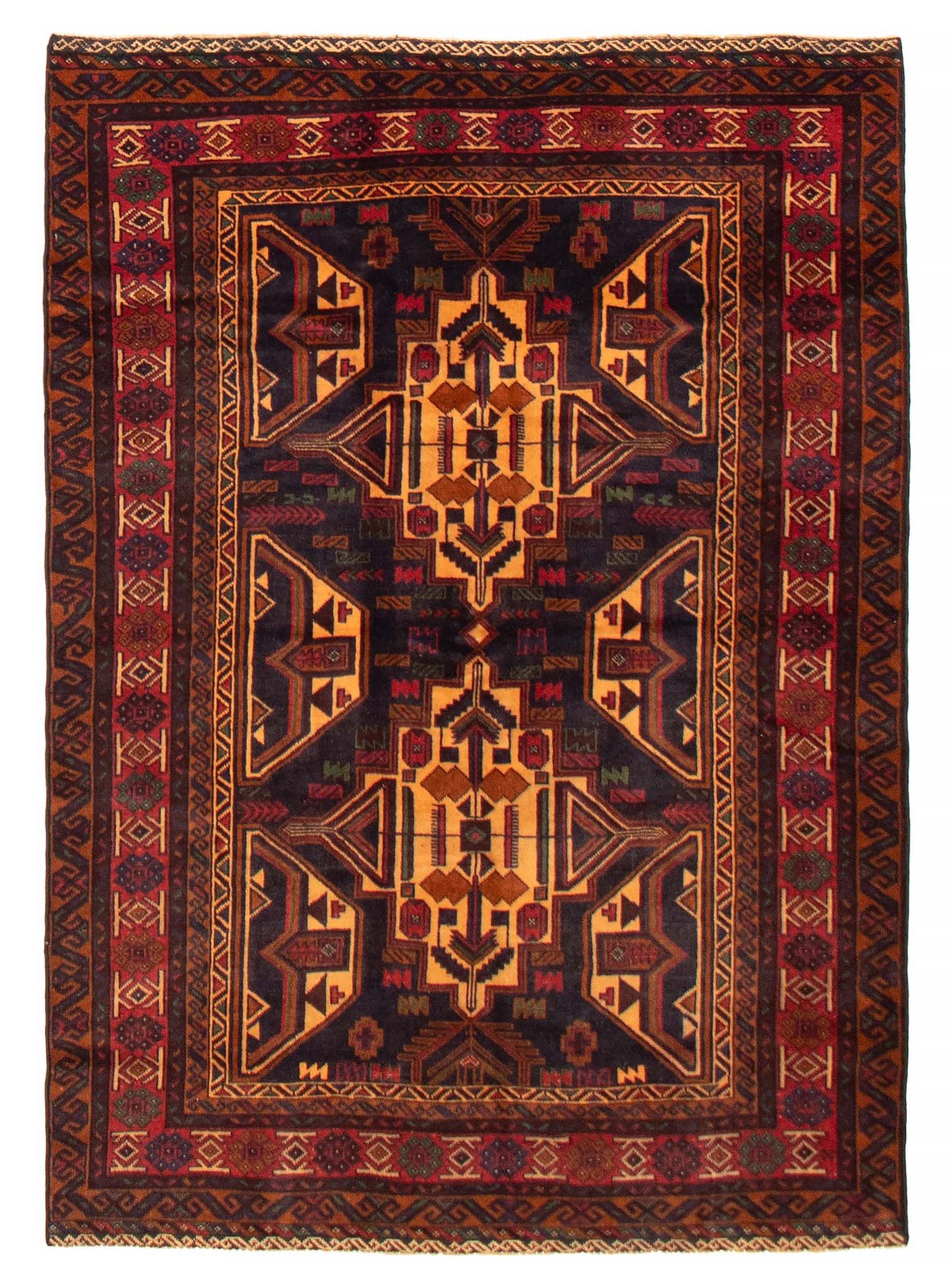 Vintage Hand-Knotted Area Rug 4’5″ x 6’3″ Traditional Oriental Wool Carpet