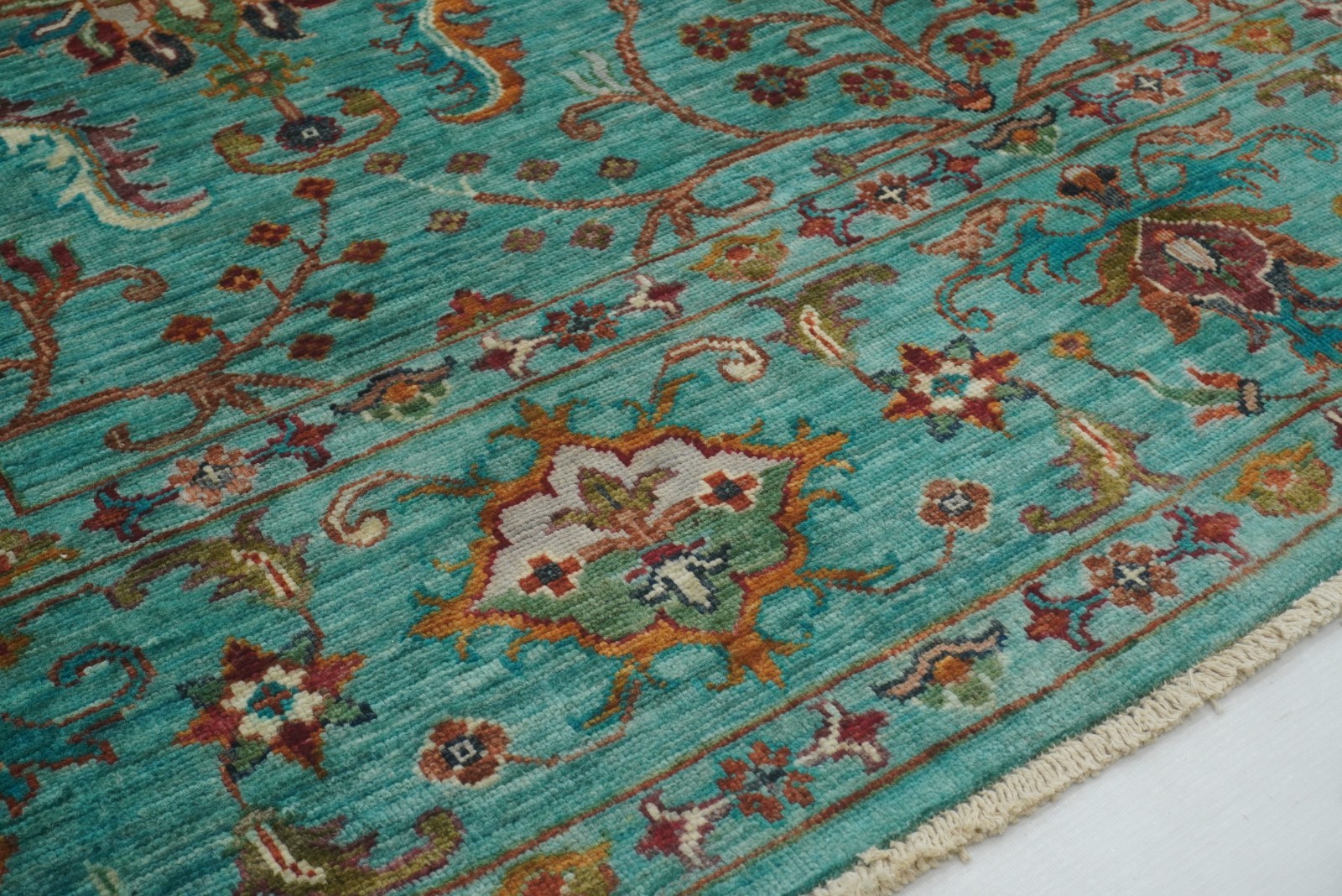 6×8 ft Turquoise Blue Afghan Hand Knotted Wool Oriental Rug