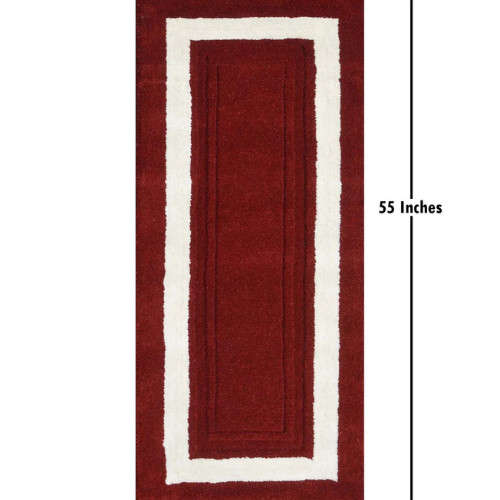 Rug wool Hand-tufted runner carpet & luxury Maroon Solid Hand Tufted Wool Runner