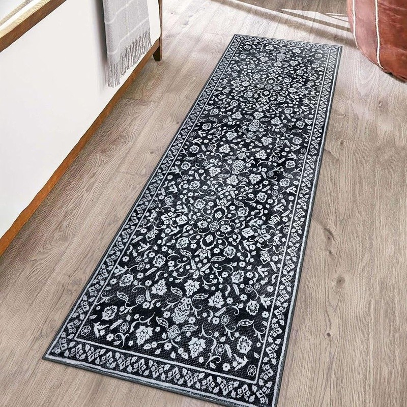 Elegant Floral Design Rug Runner Non-Slip Soft Durable Indoor Area Carpet New