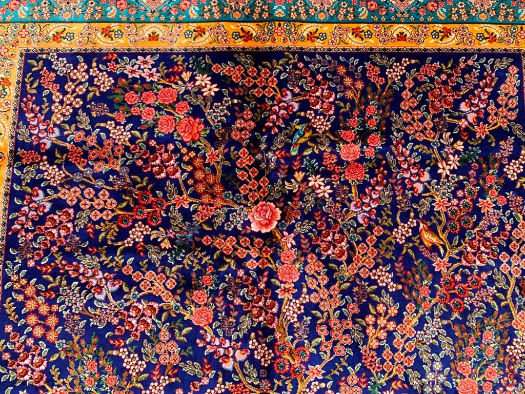 4×6 ft Luxury Silky Rugs Floral Bedroom Birds Fly Rug Silk Tribal Home Decor Rug