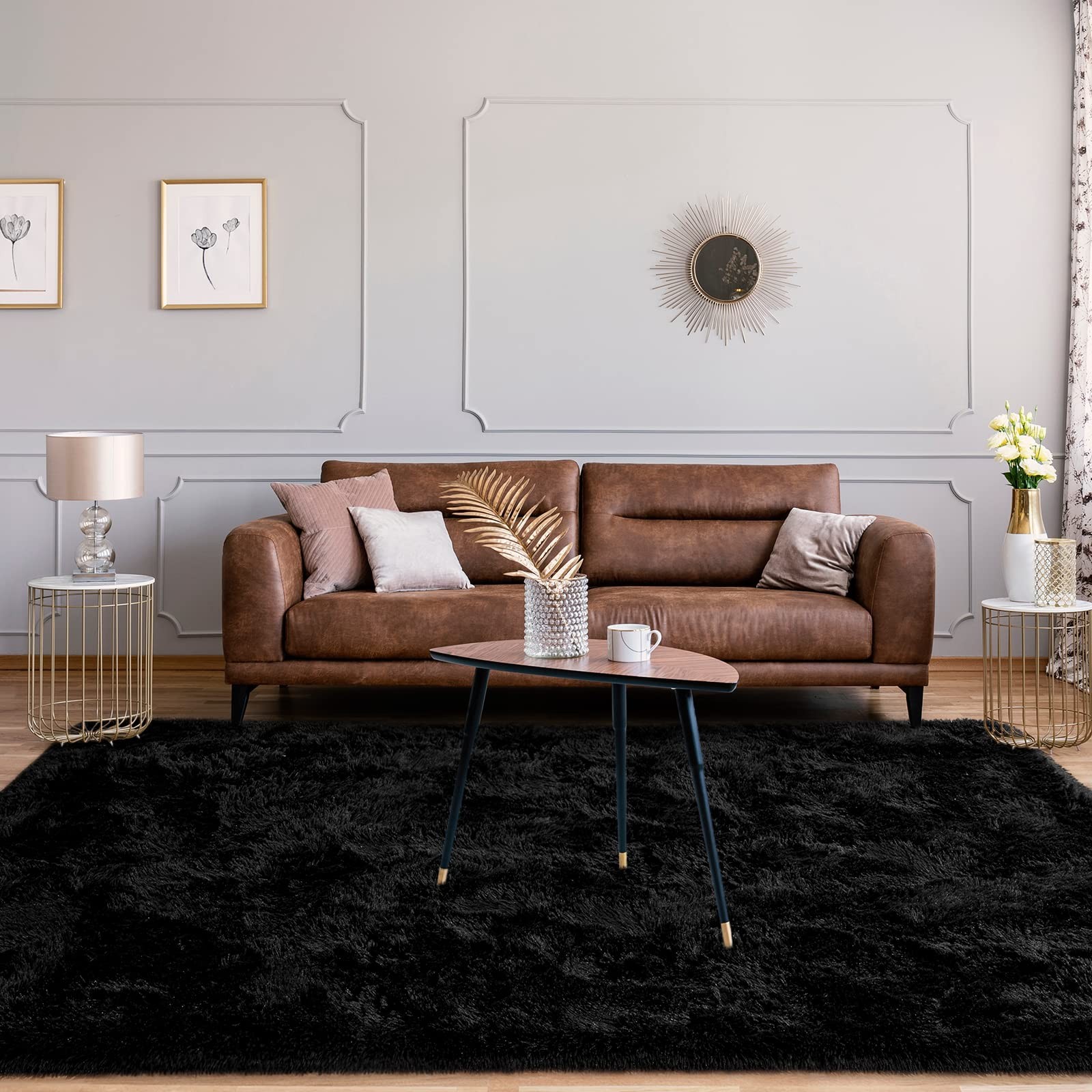 Jelymark Super Soft Shaggy Rug for Bedroom, 5×8 Feet Fluffy Carpet for Living Ro