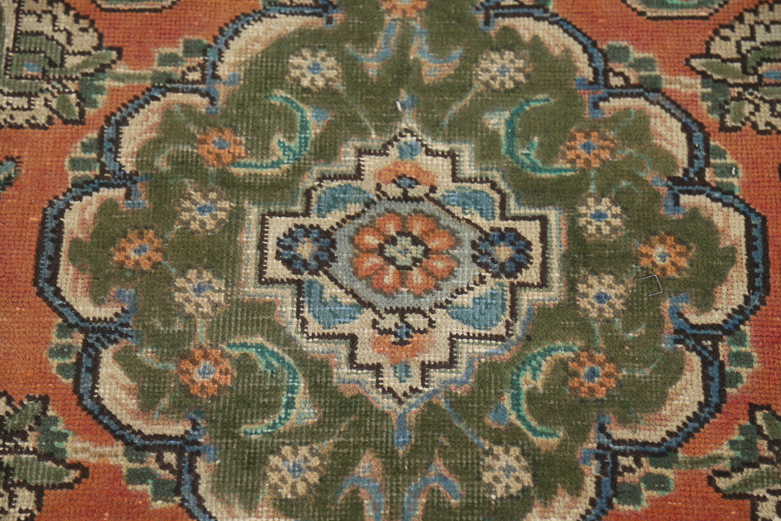Traditional Rust/ Green Wool Hand-knotted Over-Dyed Vintage Rug 5×6 Carpet