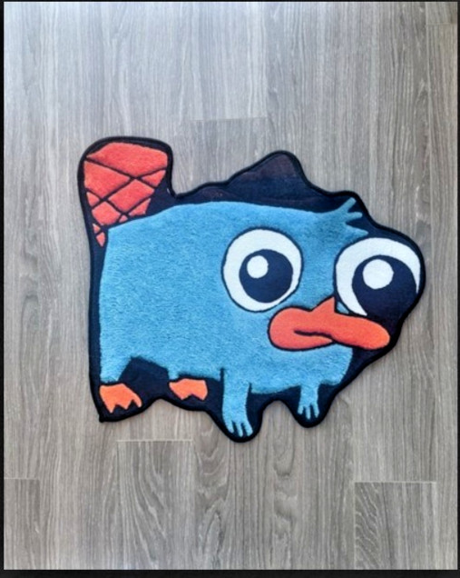Perry The Platypus Tufted Rug Cute Character Room Decor Floor Mat
