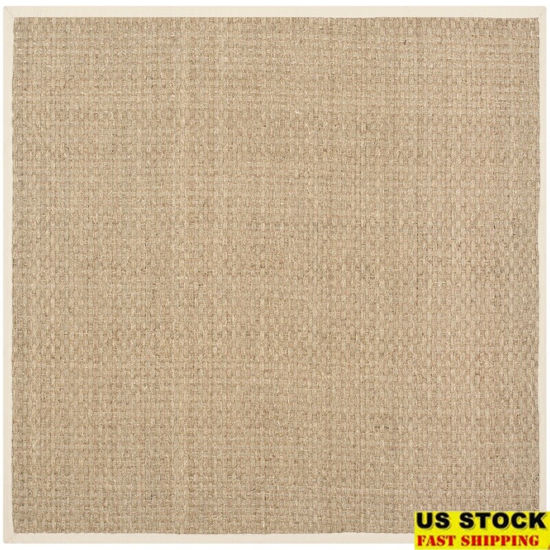 Natural Fiber Area Rug Seagrass Square Indoor Soft Stain Resistant Border Indoor