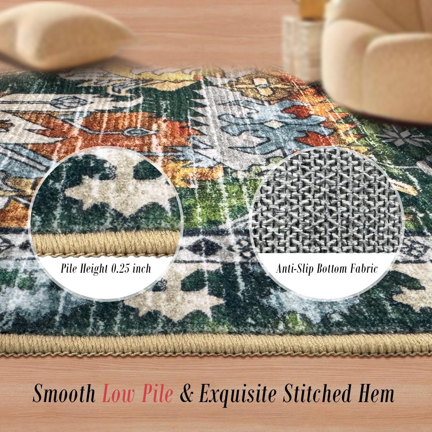 Tribal Print Area Rug, Stain & Water Resistant