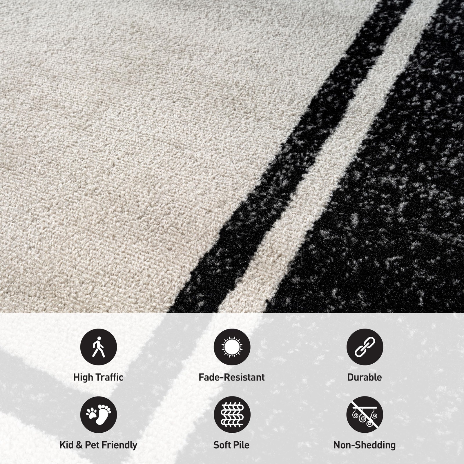 Modern Transitional Bordered Indoor Runner Rug for Hallway,Entryway,Kitchen R…