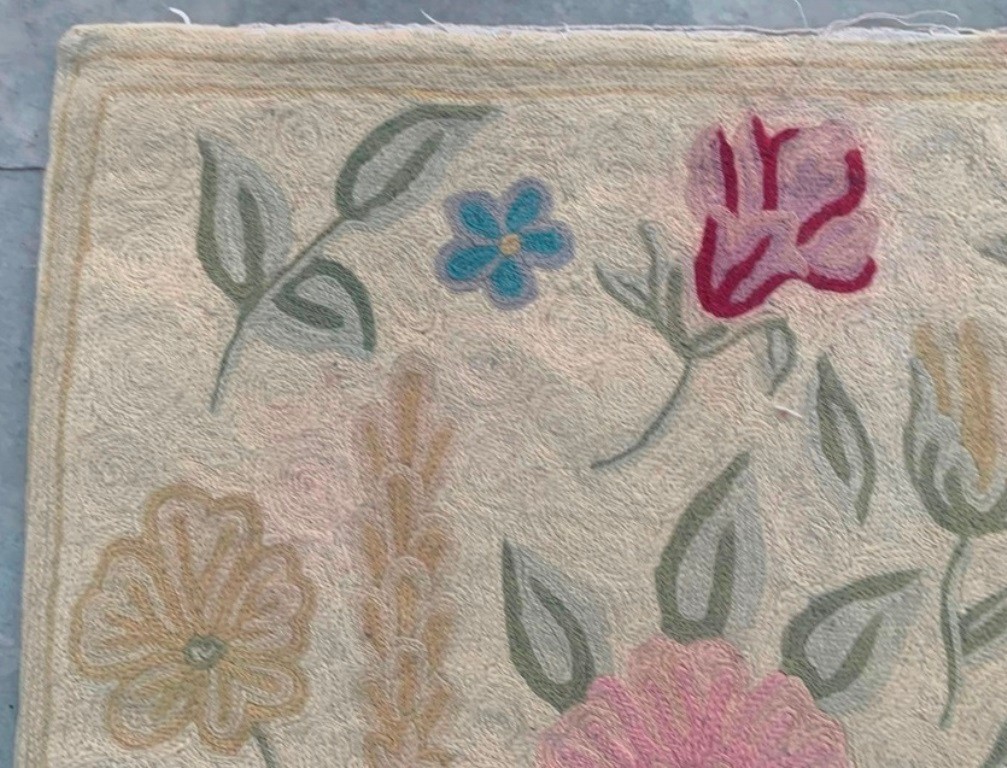 Vintage French Style Aubusson Floral Design Chain stitch Rug 2x3ft Free Ship