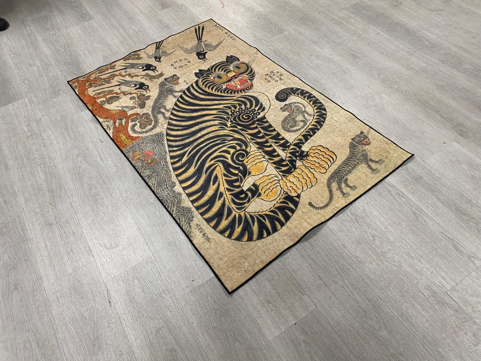 Korean Art, Asian Art, Korean Painting, Japanese Tiger Painting, Tiger Carpet, E