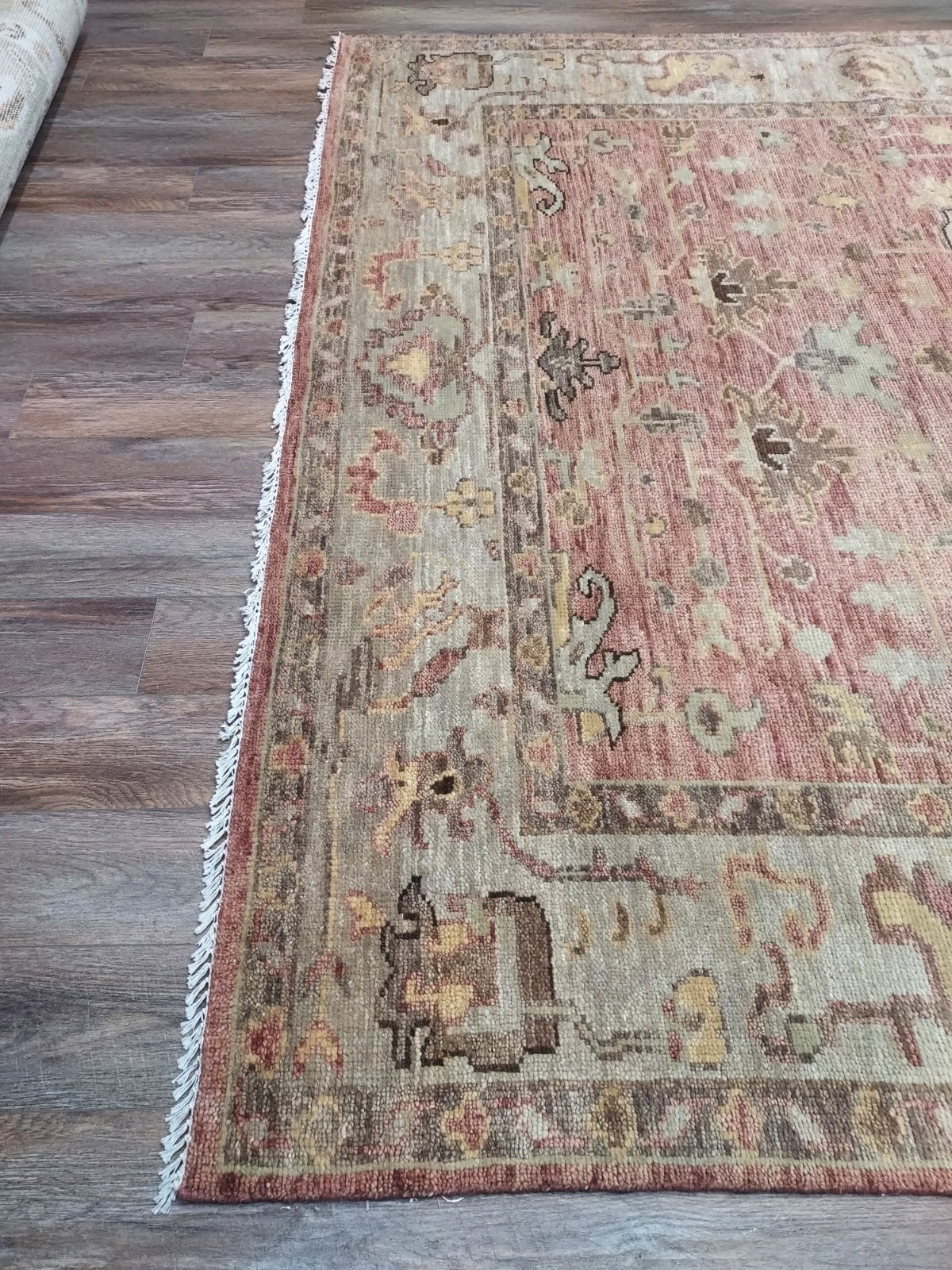 TURKISH OUSHAK RUG.MODERN MULTICOLORED AREA RUG 9×12 Ft, HANDMADE BOHEMIAN RUG
