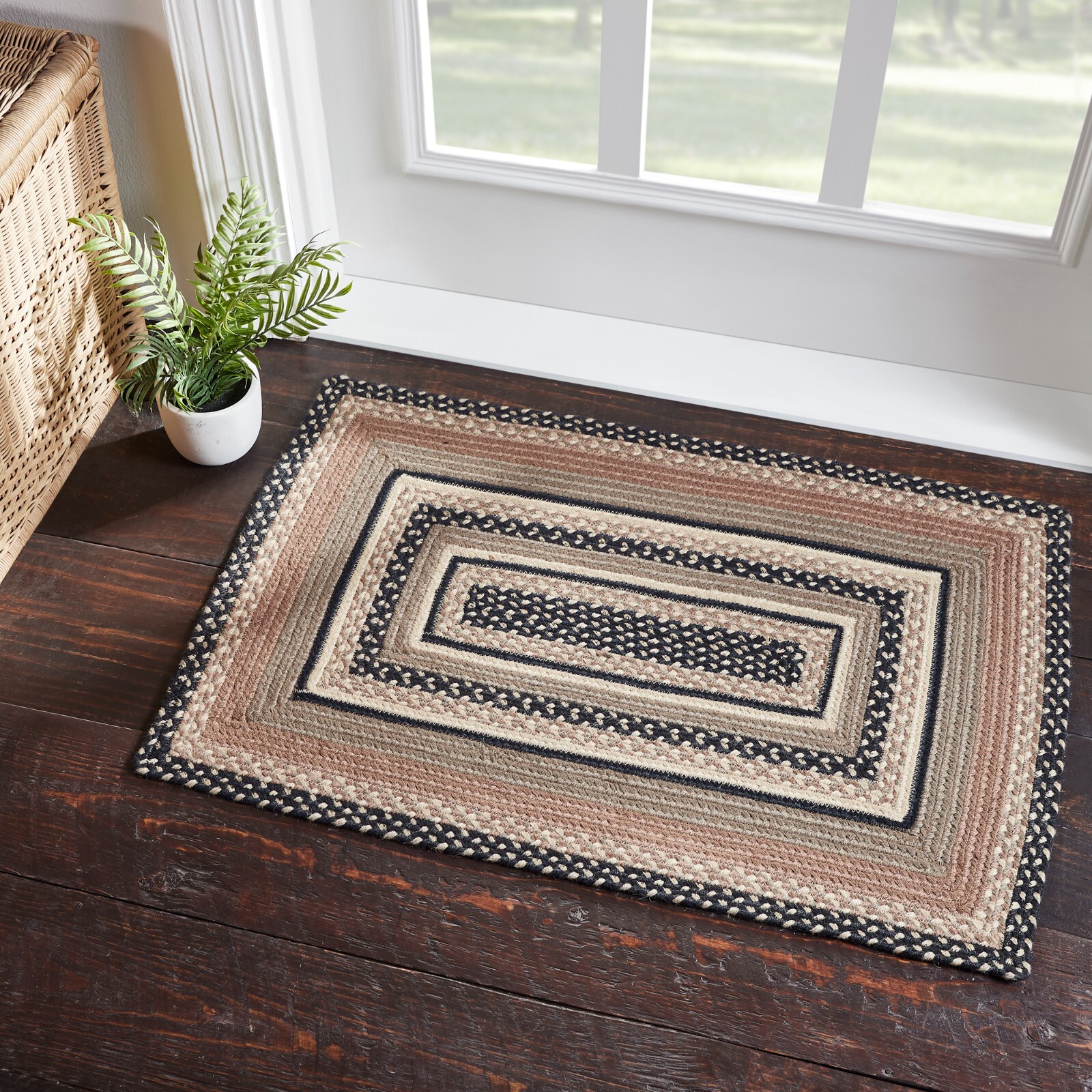 Sawyer Mill Charcoal Creme JUTE RUG Rectangle w/ Pad 24×36 Grey Taupe