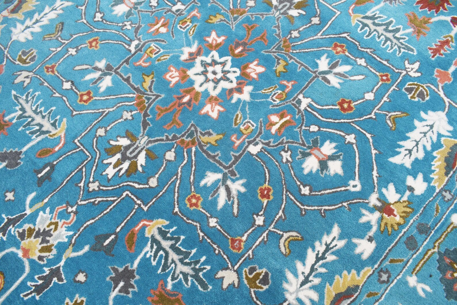 Hand Tufted Wool New Zealand Carpet | Blue Traditional Floral Rug | 200×300 cm (
