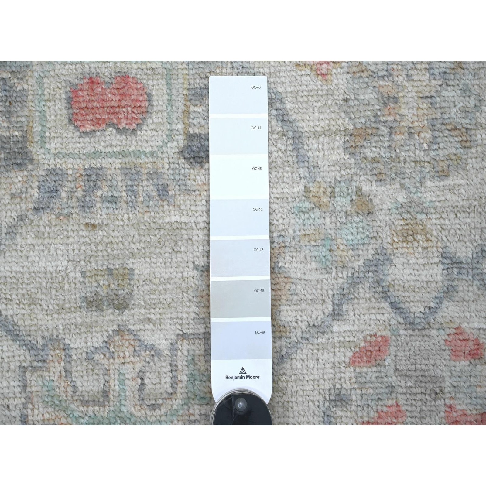 3’1″x5′ Light Gray Afghan Angora Oushak Leaf Design Hand Knotted Wool Rug 22757