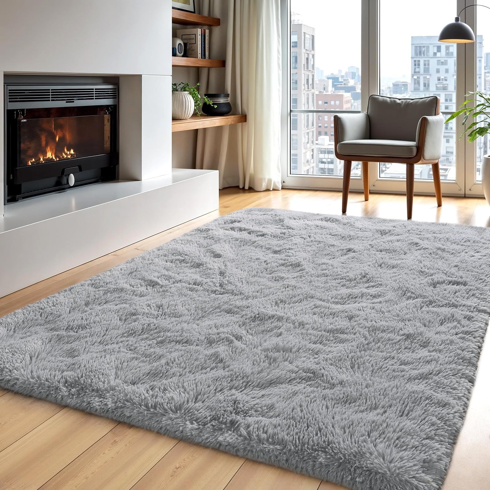 Zentavio Area Rugs for Living Room Grey 4′ x 6′ (Rectangular),