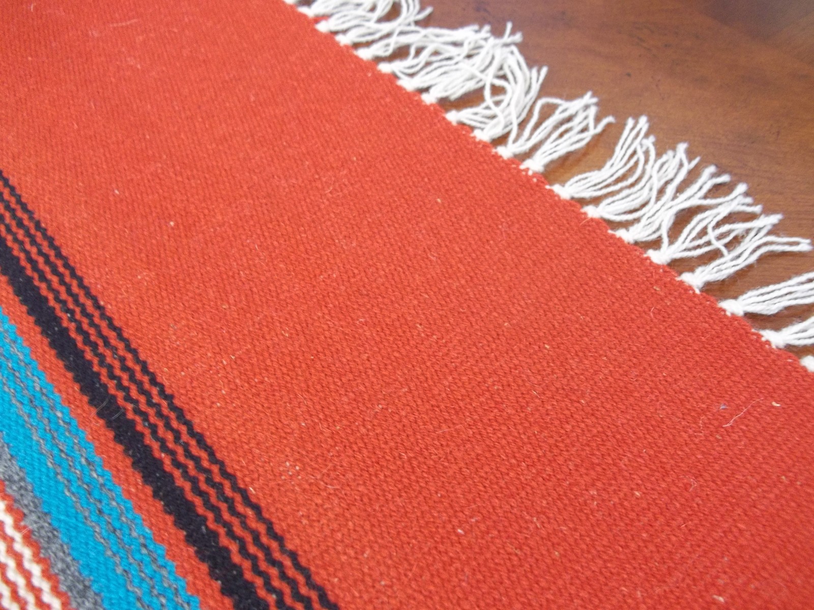 This is a Beauty! Brilliant Colors! Burndt Orange teal yellow Long 60″ x 20″ in