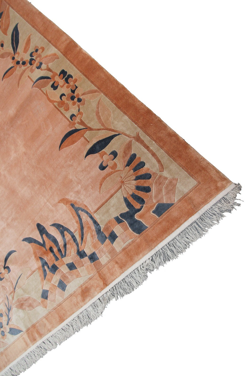 Rare Vintage Art Deco Rug Silk Chinese Rug Art Nouveau Handmade Rug Pink 8×11