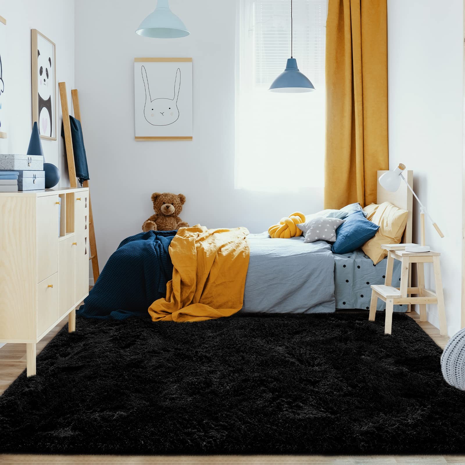 Jelymark Super Soft Shaggy Rug for Bedroom, 5×8 Feet Fluffy Carpet for Living Ro