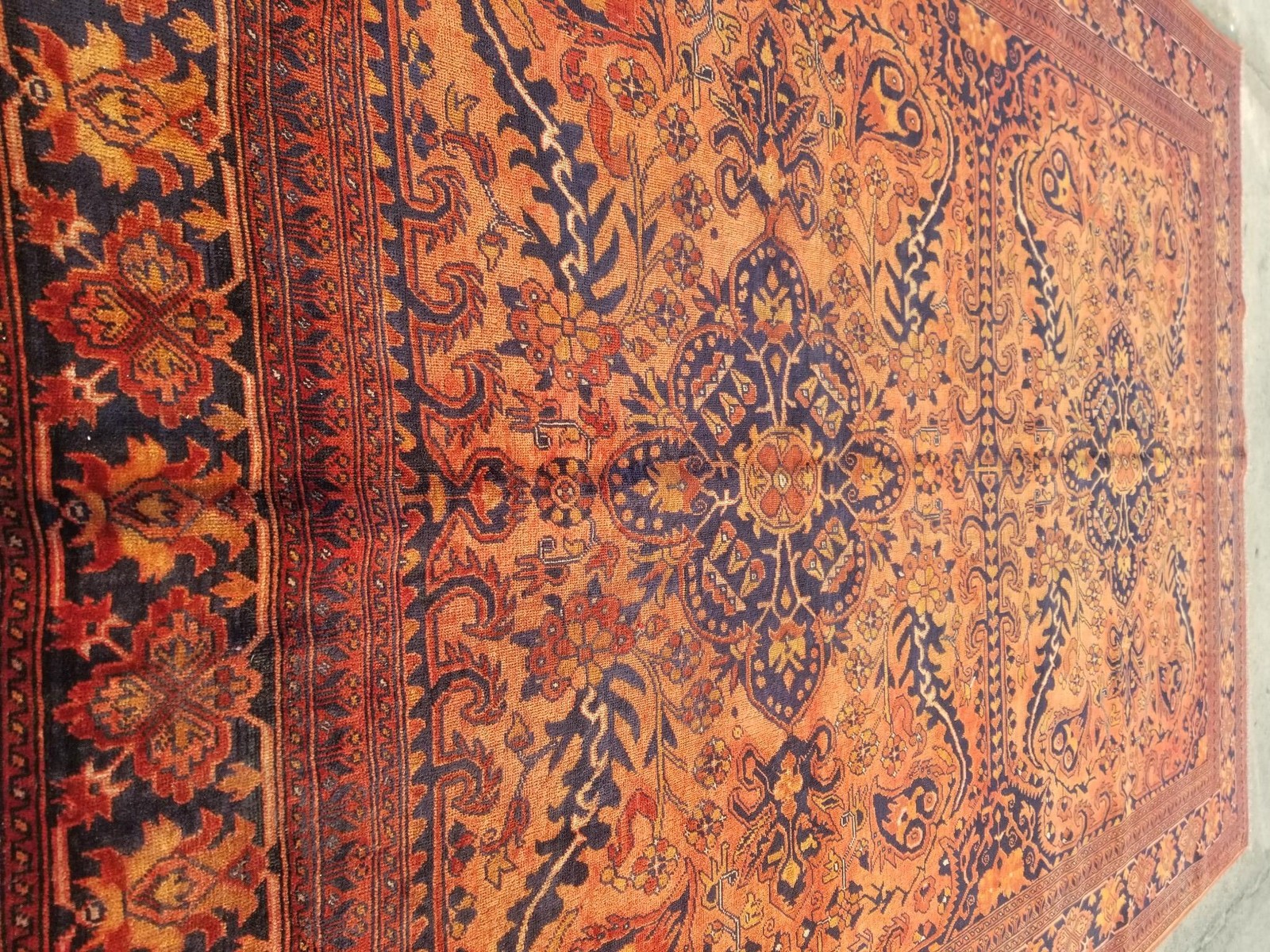 Vintage Traditional Handmade Oriental Wool Multicolor Rug 9.2 x 6.7ft