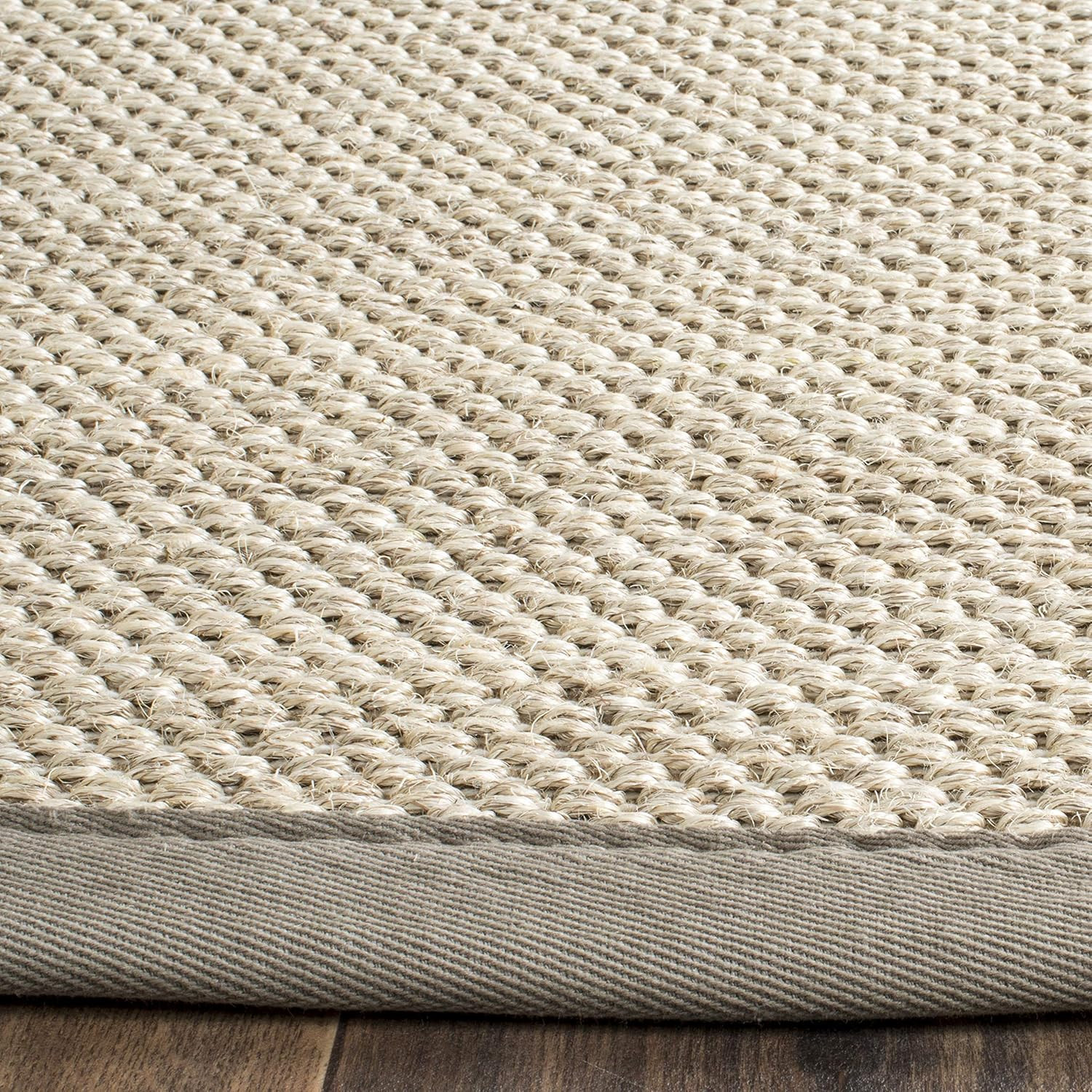 Natural Fiber 6′ Square Area Rug – Marble & Khaki Woven Design