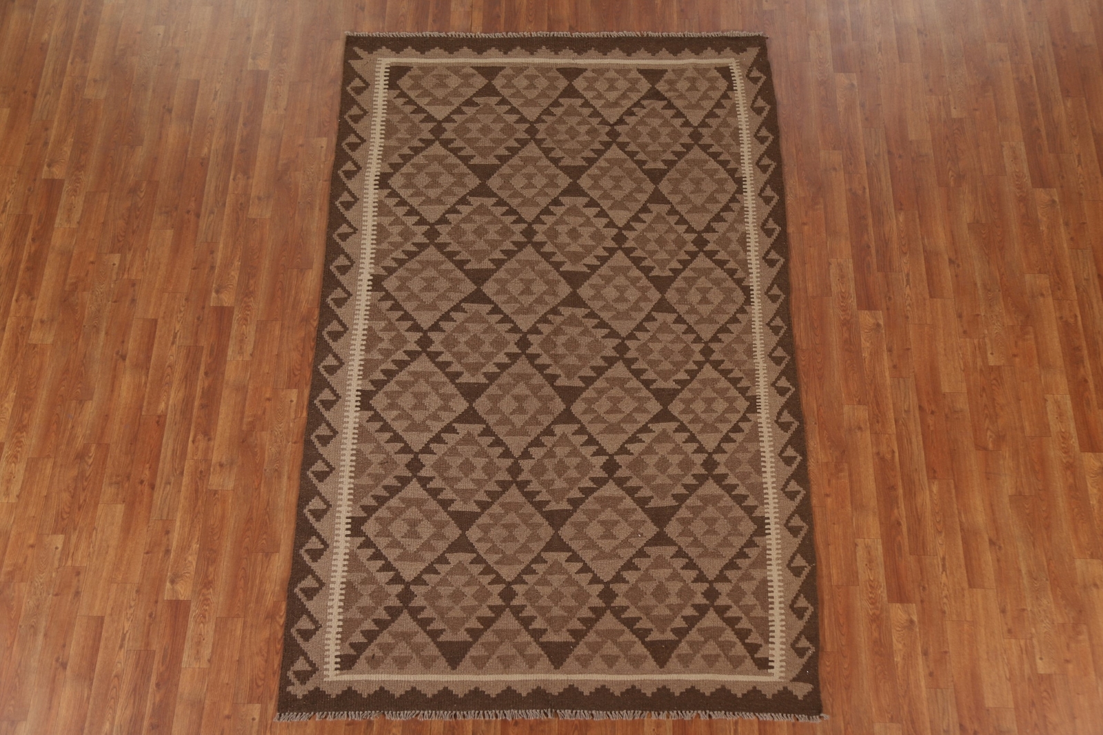 Nomadic Reversible Kilim Geometric Area Rug Wool Hand-woven Tribal Carpet 5’x8′