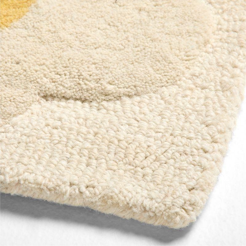 Hand Tufted Wool Daisy Floral Rug Cream Ivory Flower Area Carpet Custom Size