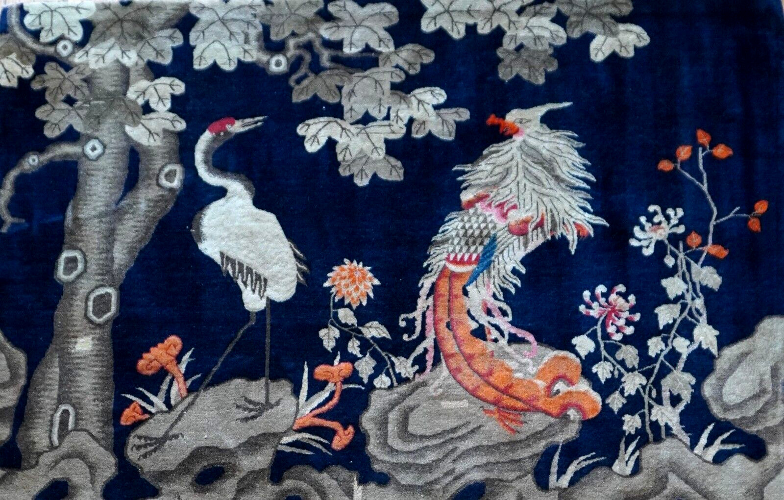 4’x6′ Antique Chinese Peking Phoenix Birds Tree Hand Knotted Wool Oriental Rug