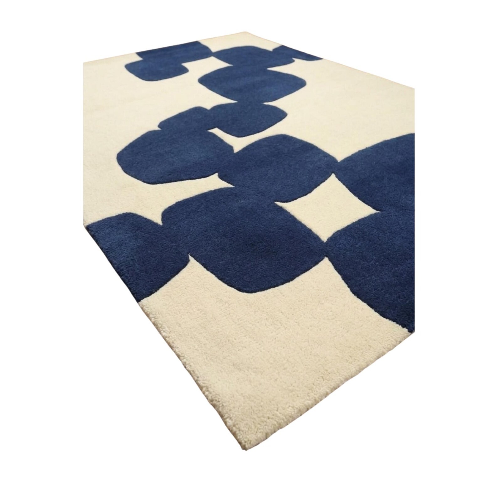 Blue Beige Hand Tufted Area Rug 8×10 Modern living Room Decor Minimalist Bedroom