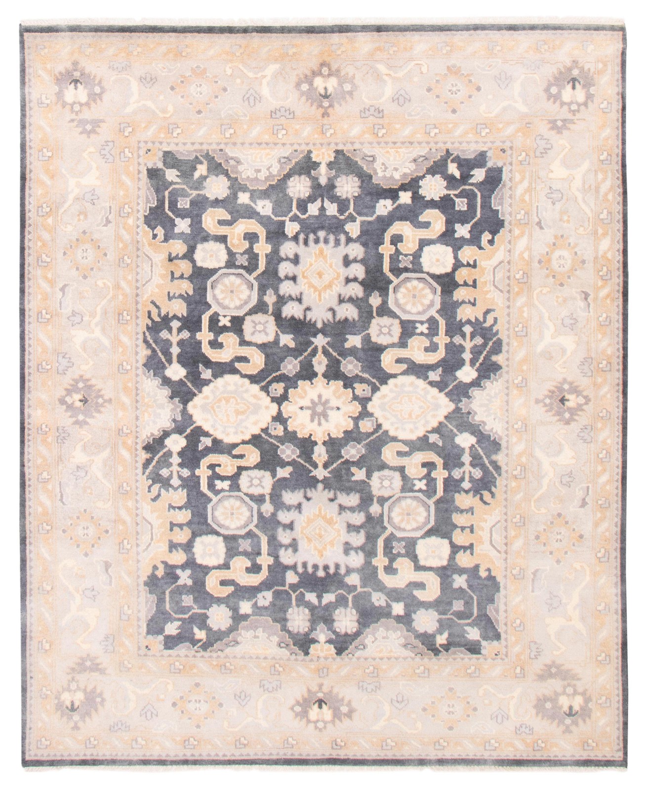 Traditional Dark Grey Hand-knotted Oriental Carpet 8’1″ x 9’9″ Wool Area Rug