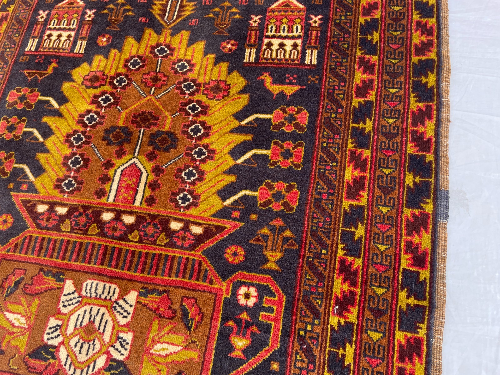 3×5 Handmade Baluchi Pictorial Floral Rug Vintage Tribal Wool Accent Carpet