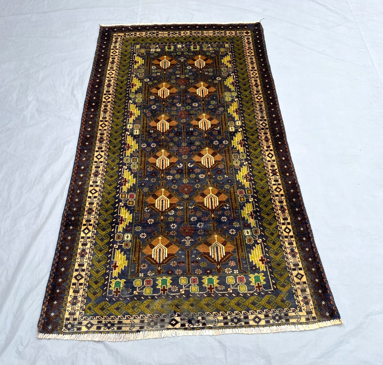 3’7 x 6’6 Ft Classic Baluchi Tribal Rug – Geometric Bird Motif Afghan Carpet