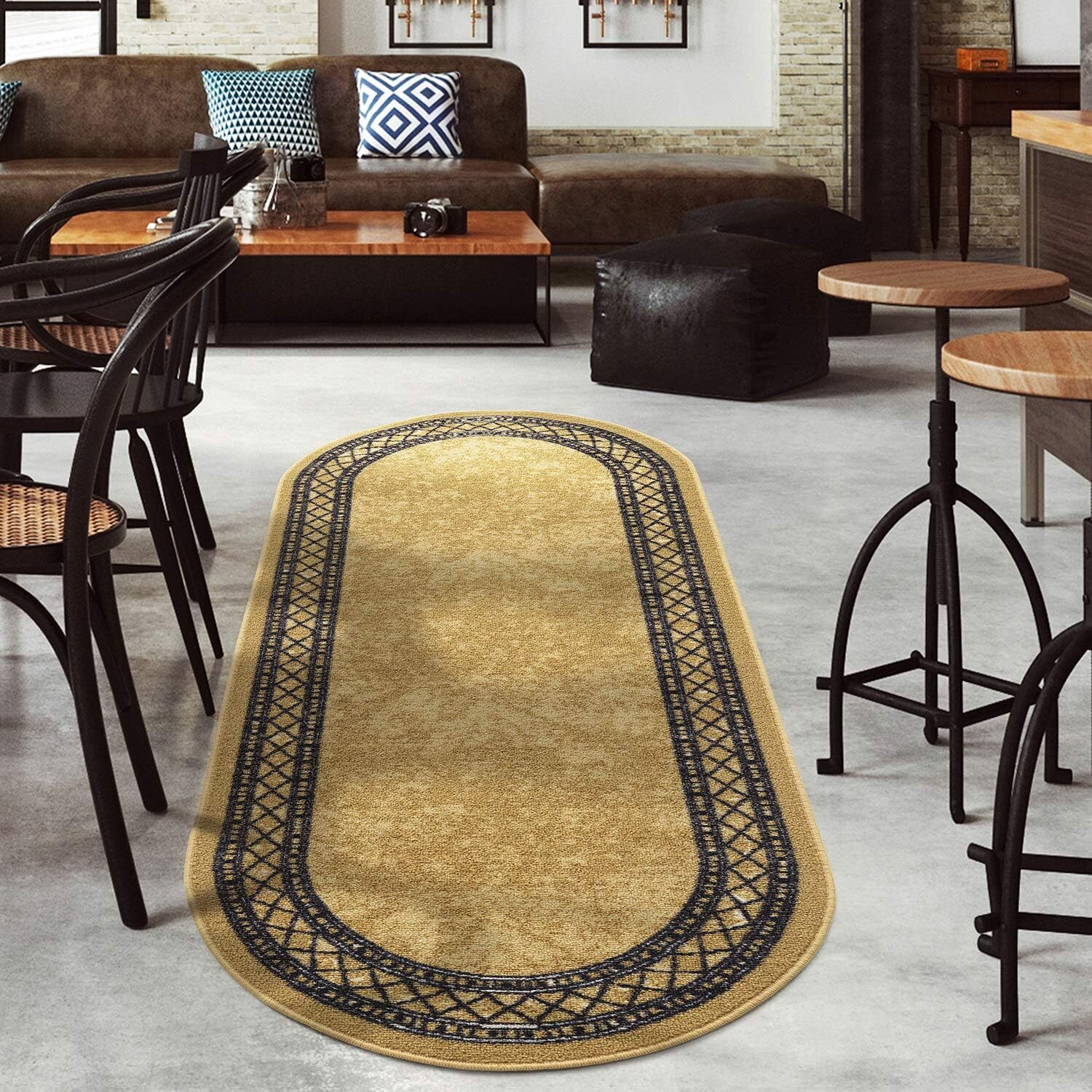 Antep Rugs Alfombras Modern Bordered 2×5 Non-Skid (Non-Slip) Low Profile Pile