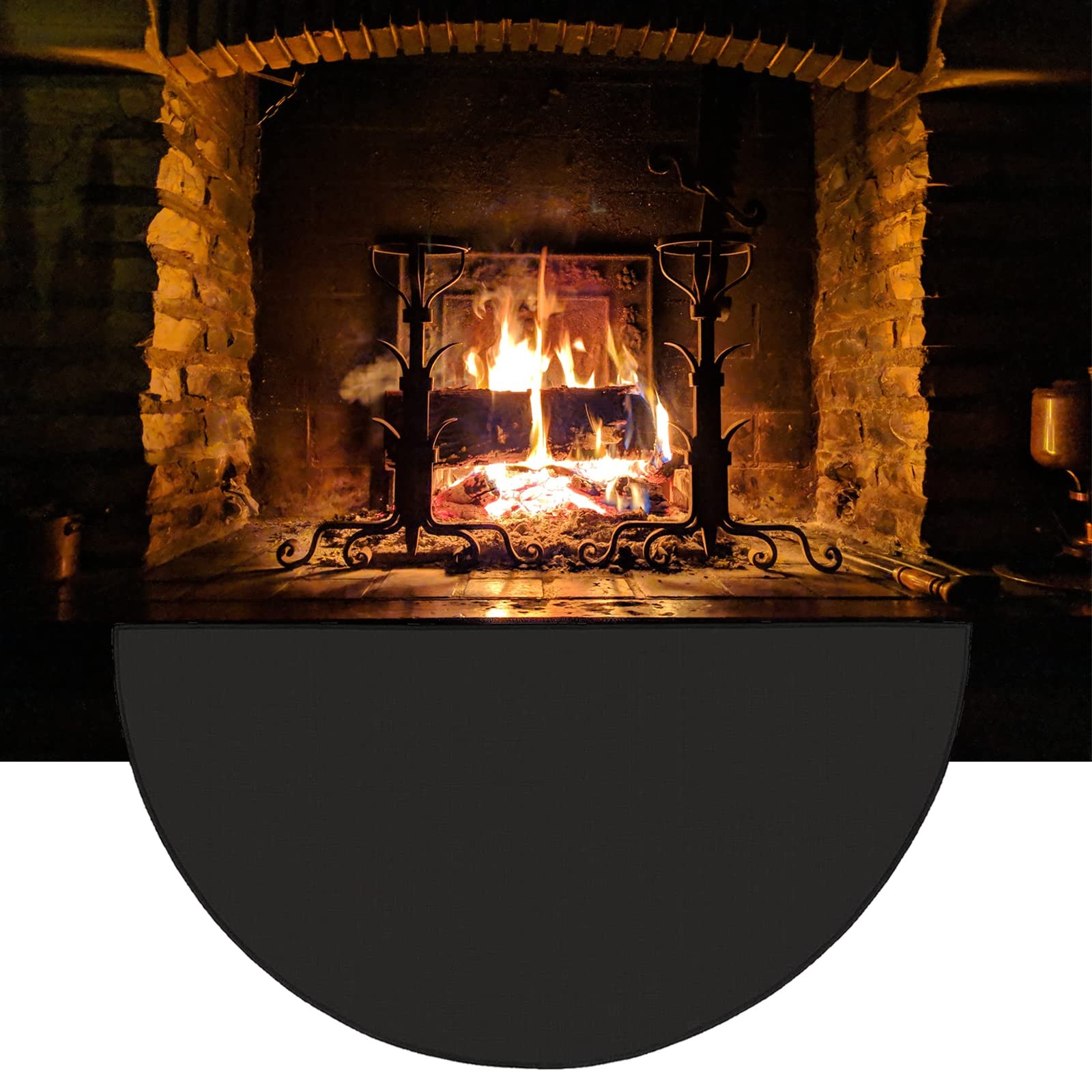 63″x37″ Extra Large Half Round Fireproof Fireplace Mat Hearth Rug Non-Slip – …