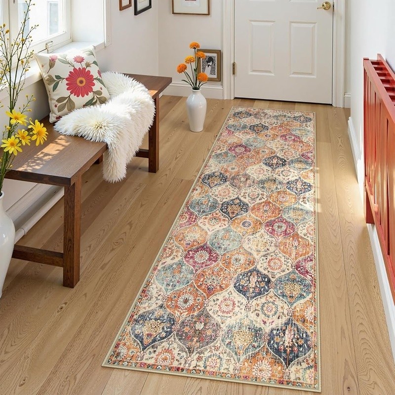 Soft Floral Area Rug Non-Slip Backing Machine Washable Safe Kids & Pets New