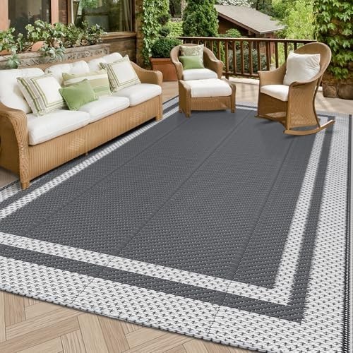 Outdoor Rug Reversible Portable Plastic Straw Camping Rugs for outside Rv,Large