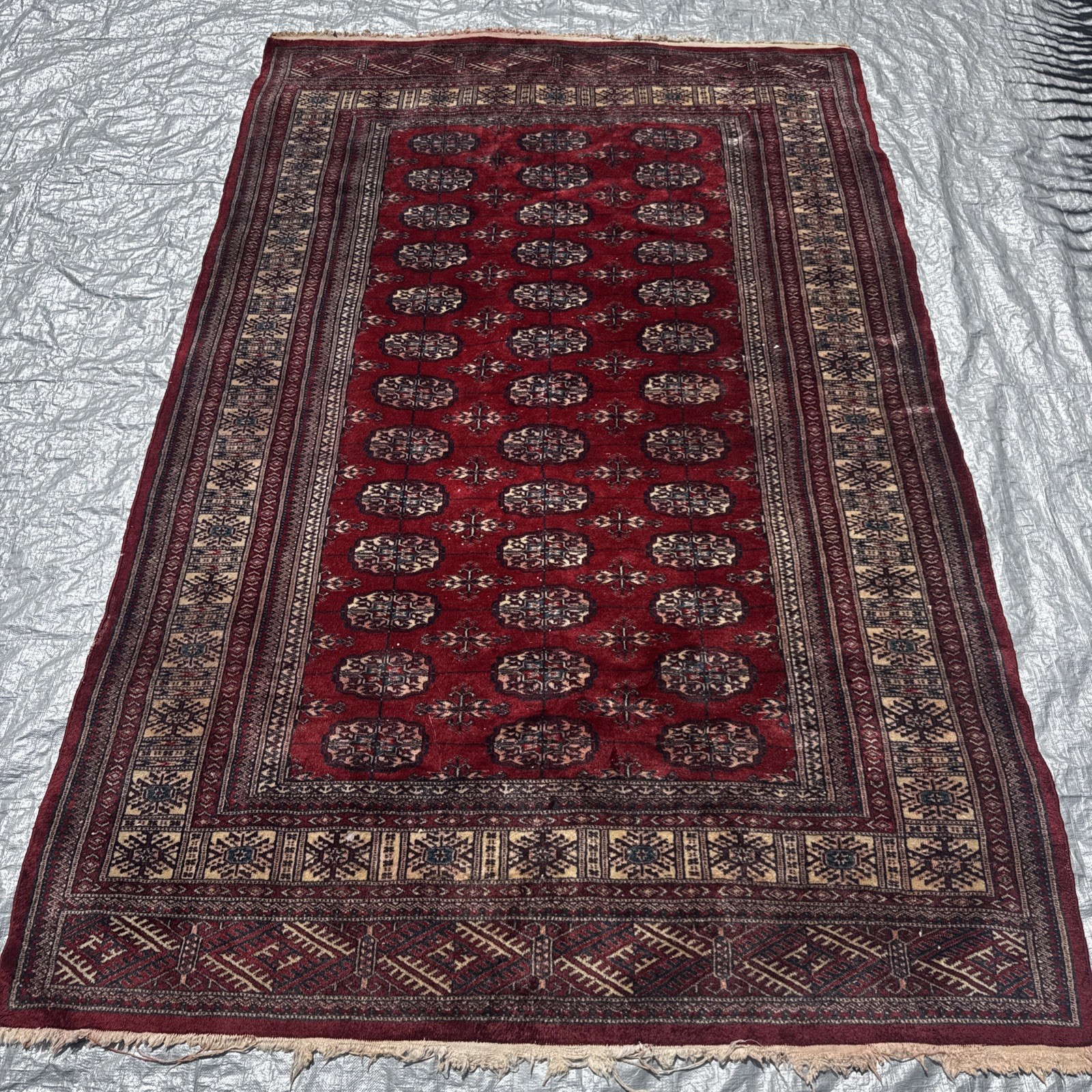 VTG Hand-Woven Princess Bokhara Elephant Footprint Area Rug Used Read 8’1”/5’3”