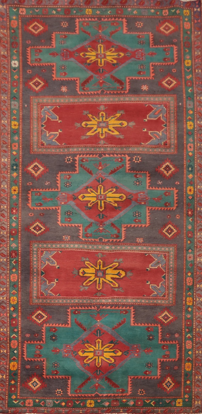 Geometric Traditional Style Area Rug 5×10 ft Hand-knotted Wool Vintage Carpet