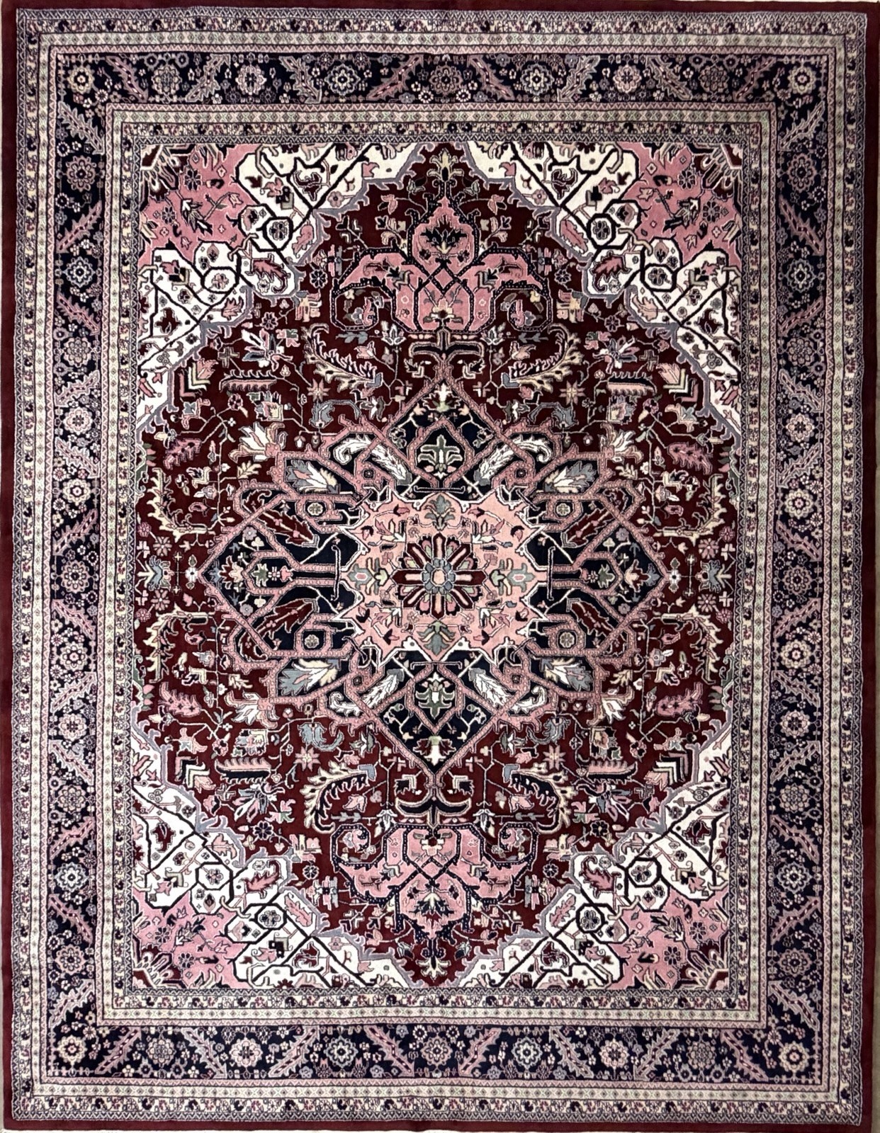 9’x11’9″ Hand-Knotted Wool Geometric Herize Area Rug – Tribal Carpet