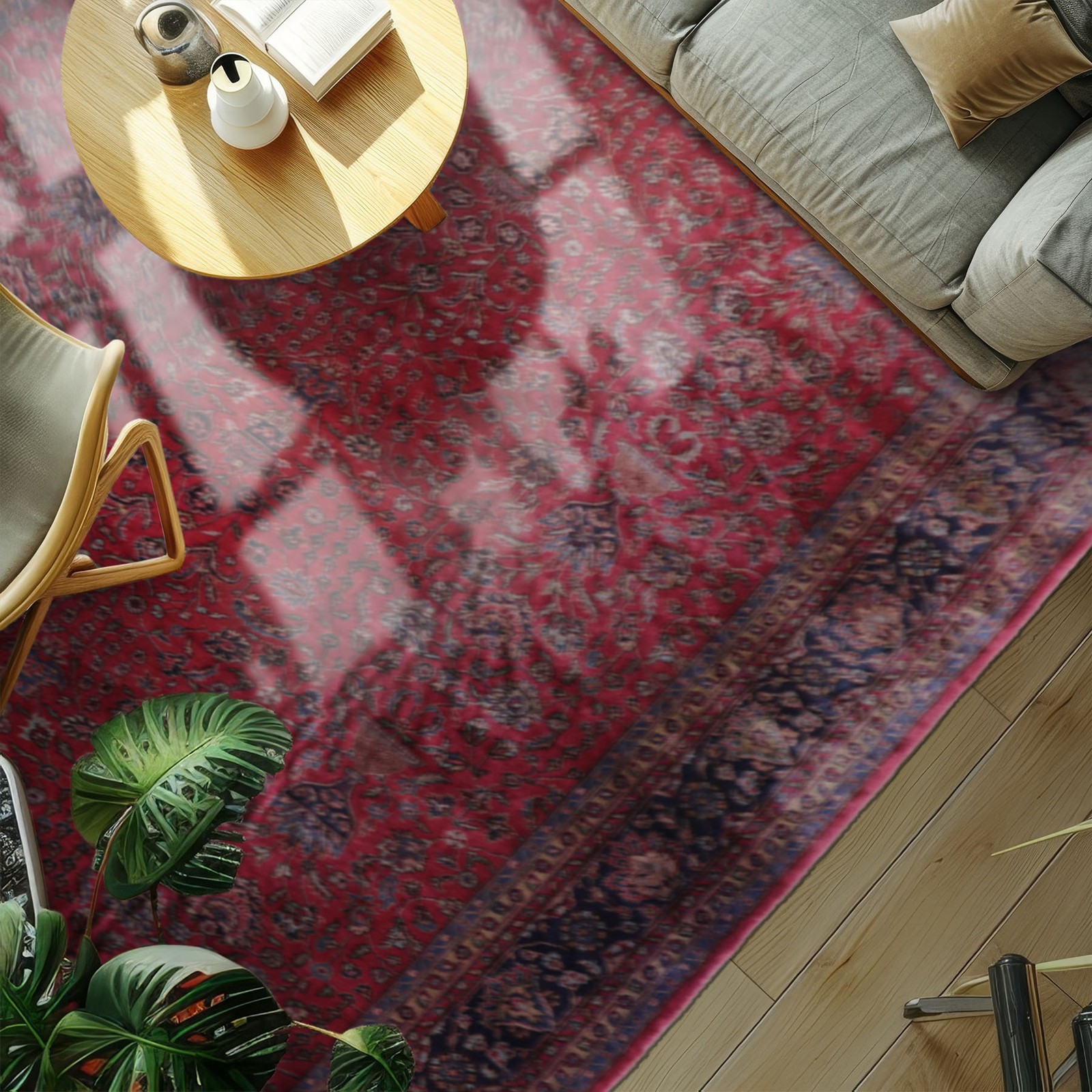 14×21 Oversize Hand Knotted Wool Deep Wine Red Agra Traditional Rug