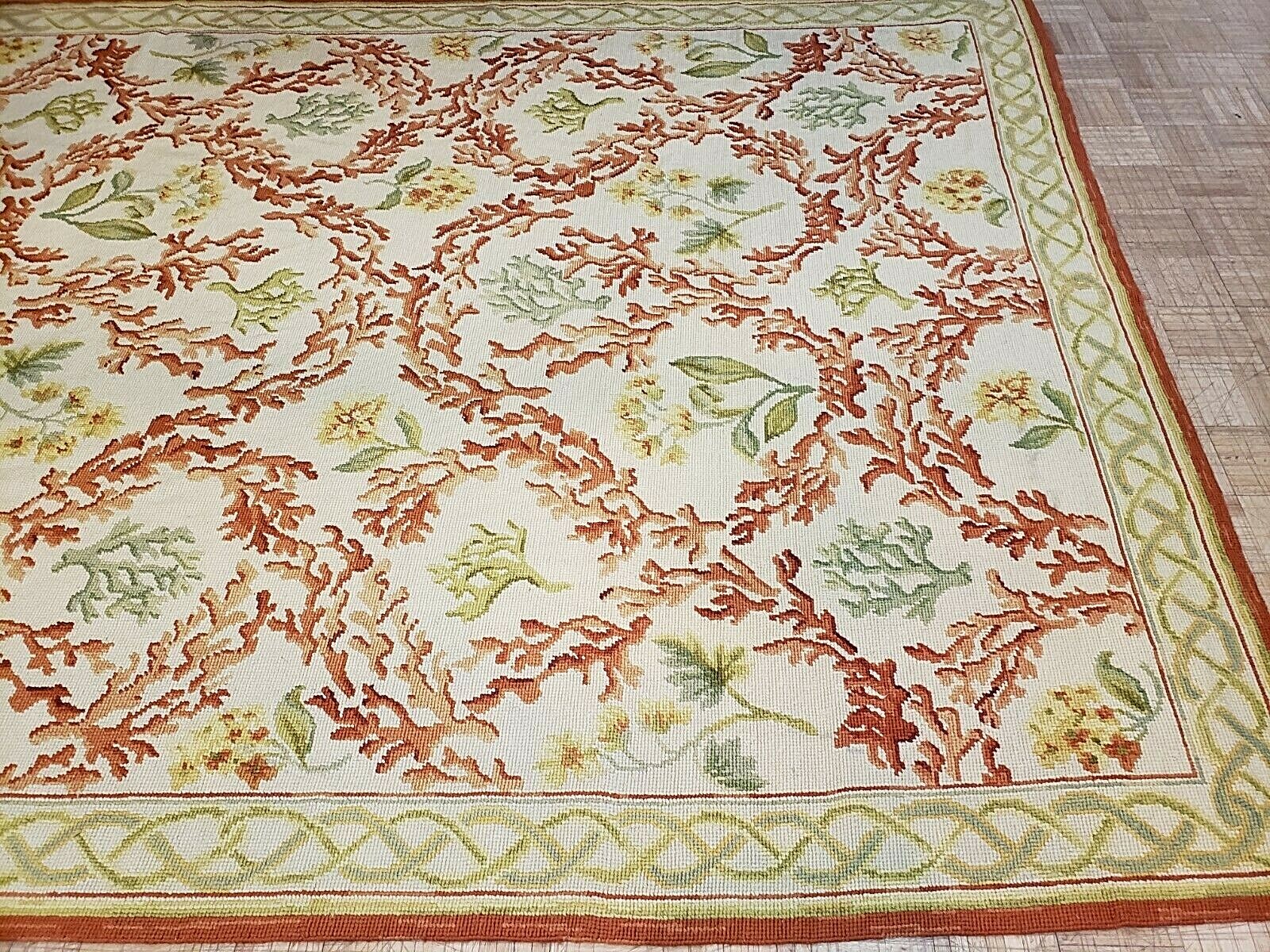 8×10 VINTAGE PORTUGUESE HOOKED RUG 1960’s – EXCELLENT CONDITION – VERY RARE