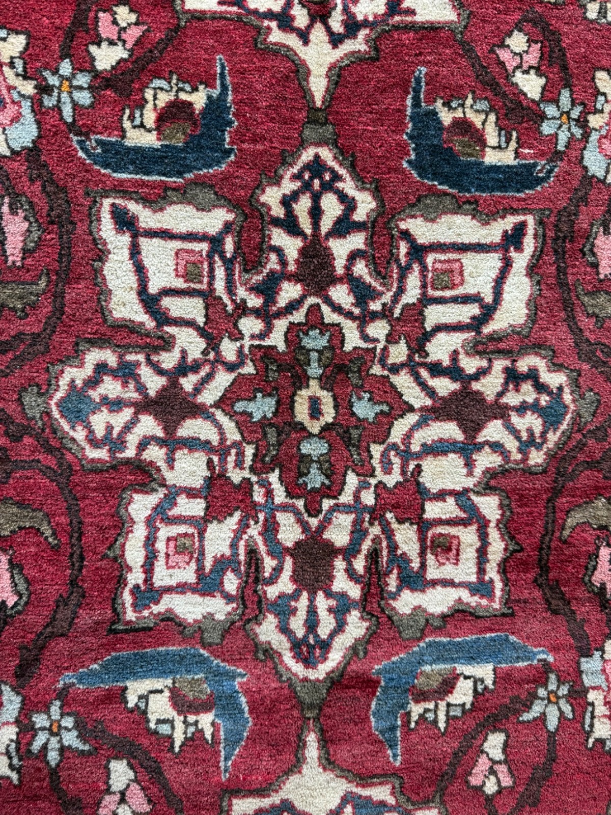 Vintage Fabulous Hand Knotted Oriental Isfahaan Wool Rug Carpet Floor Area