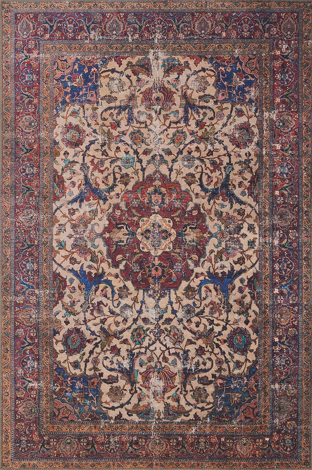 Elegant Loren Collection Vintage Area Rug – 5’0″ x 7’6″ – Stain Resistant