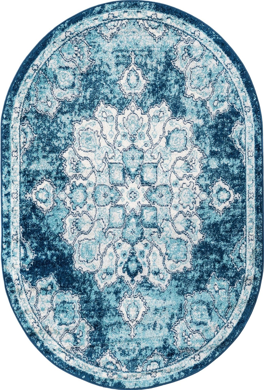 Unique Loom Parker Collection Area Rug – Kokulu 4 1 X 6 1 Oval Navy Blue/ Ivory