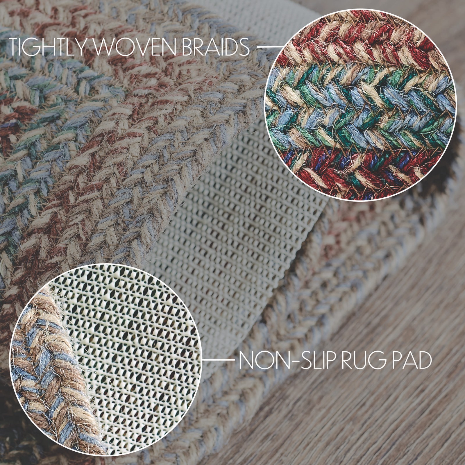 VHC Brands Farmhouse 36″x72″ Area Rug Green Multi Braided Textured Floor Decor