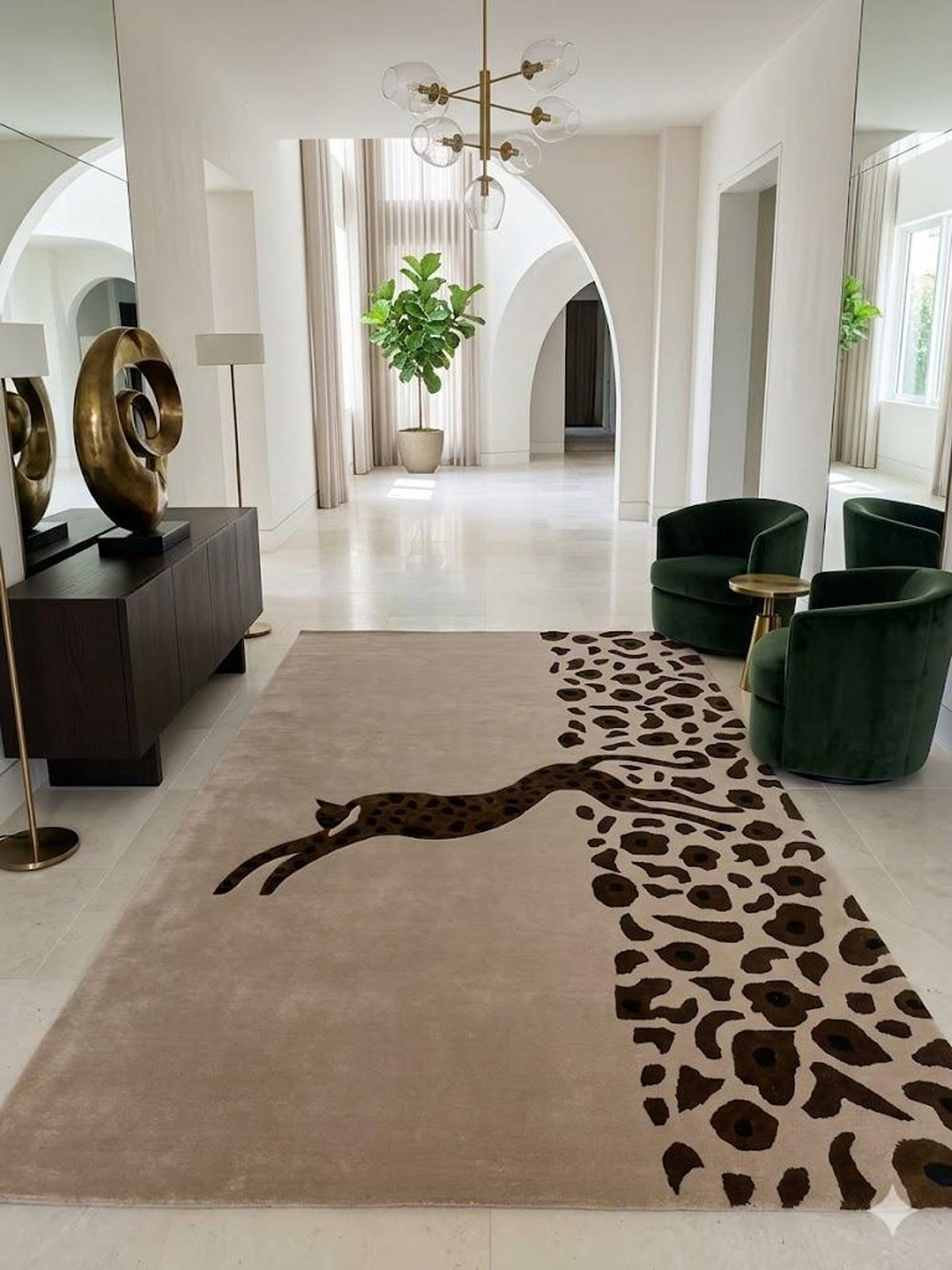 Hand Tufted Leopard Print Area Rug – Modern Beige Animal Pattern Carpet