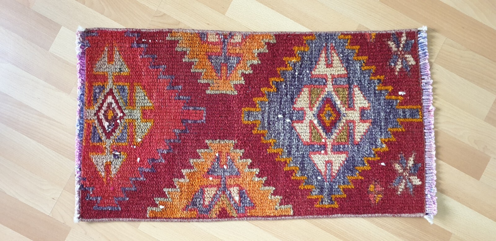 42×75 cm Small Old decorative Handwoven Vintage Turkish rug Boho Home Decor