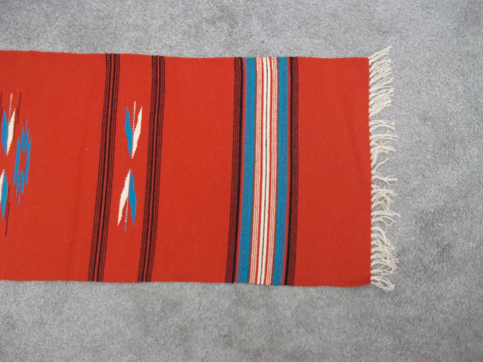 This is a Beauty! Brilliant Colors! Burndt Orange teal yellow Long 60″ x 20″ in